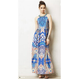 Ranna Gill Maxi Dress 4 Boteh Boho Multicolor Aline Long Blue Sleeveless